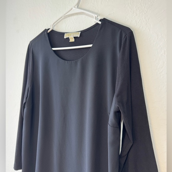 MK MICHAEL KORS Blouse Top L Black Sheer 3/4 Sleeve MK Black Long Sleeve Top - Picture 6 of 9